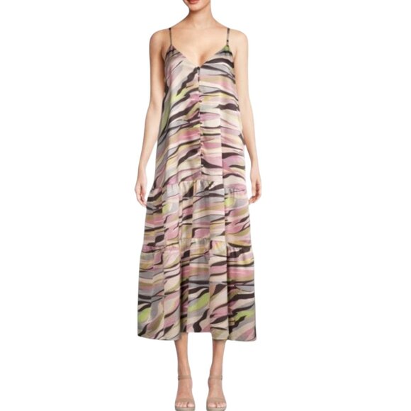 Ted Baker Zebra Print Tiered Midi Dress, Dusty Pink, 8/10 US - Picture 11 of 11